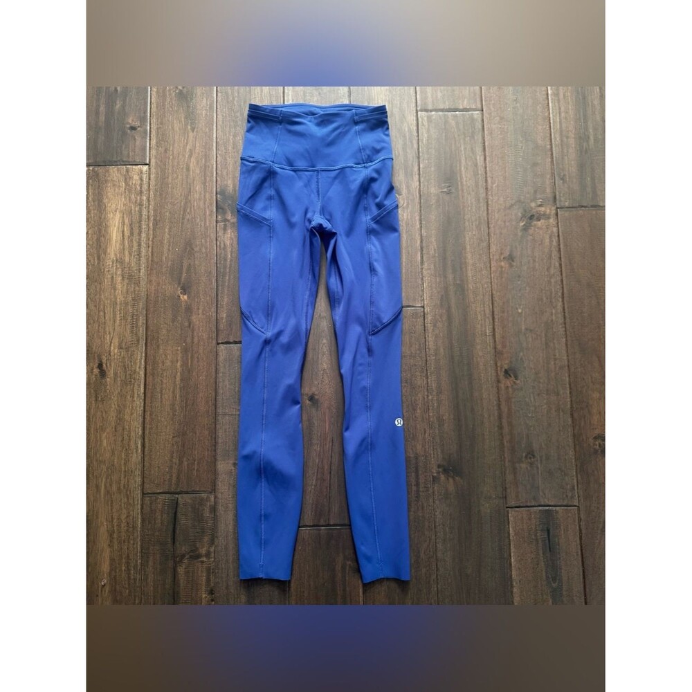 Lululemon Fast & Free High Rise 25” Leggings Size 0 Blue Nulux Running Athletic